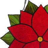 Pointsettia Stained Glass Holiday Decoration Beautiful Red Flower