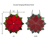 Pointsettia Stained Glass Holiday Decoration Beautiful Red Flower
