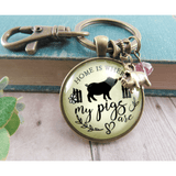 Home is Where My Pigs Are Keychain, Handmade! - The Pink Pigs, Animal Lover's Boutique