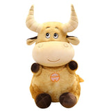 Plush Horned Brown Cow Toy Stuffed Cow - The Pink Pigs, Animal Lover's Boutique