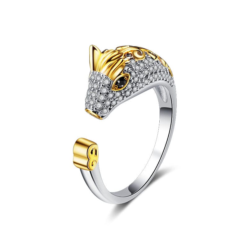 Horse Sparkling CZ Sterling Silver Ring