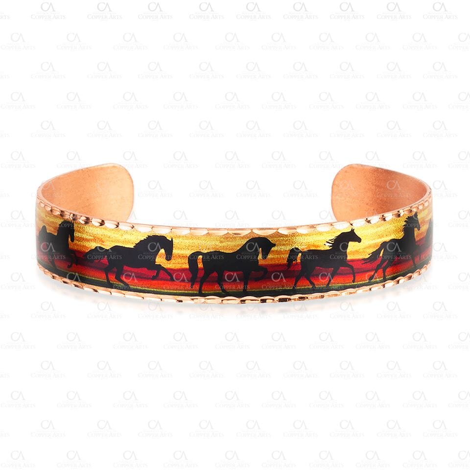 Horses at Sunset Copper Bracelet Made in the USA - The Pink Pigs, A Compassionate Boutique