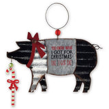 Pig Tin Ornament-I Got FAT! For Christmas... - The Pink Pigs, Animal Lover's Boutique