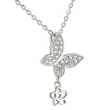 Butterfly Necklace with Cubic Zirconia Sterling Silver - The Pink Pigs, A Compassionate Boutique