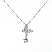 Butterfly Necklace with Cubic Zirconia Sterling Silver