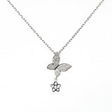 Butterfly Necklace with Cubic Zirconia Sterling Silver - The Pink Pigs, A Compassionate Boutique