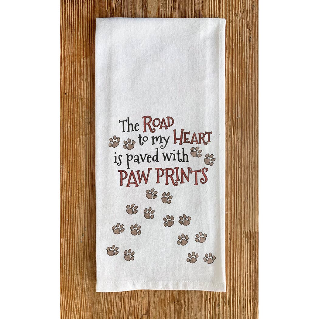 Road to My Heart is Paved with Paw Prints Kitchen Towel - The Pink Pigs, A Compassionate Boutique
