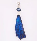 Kyanite Blue Feather 925 Sterling Silver Necklace