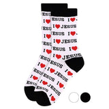 I Love Jesus or Bible Faith Inspired Christian Crew Socks for Men or Women
