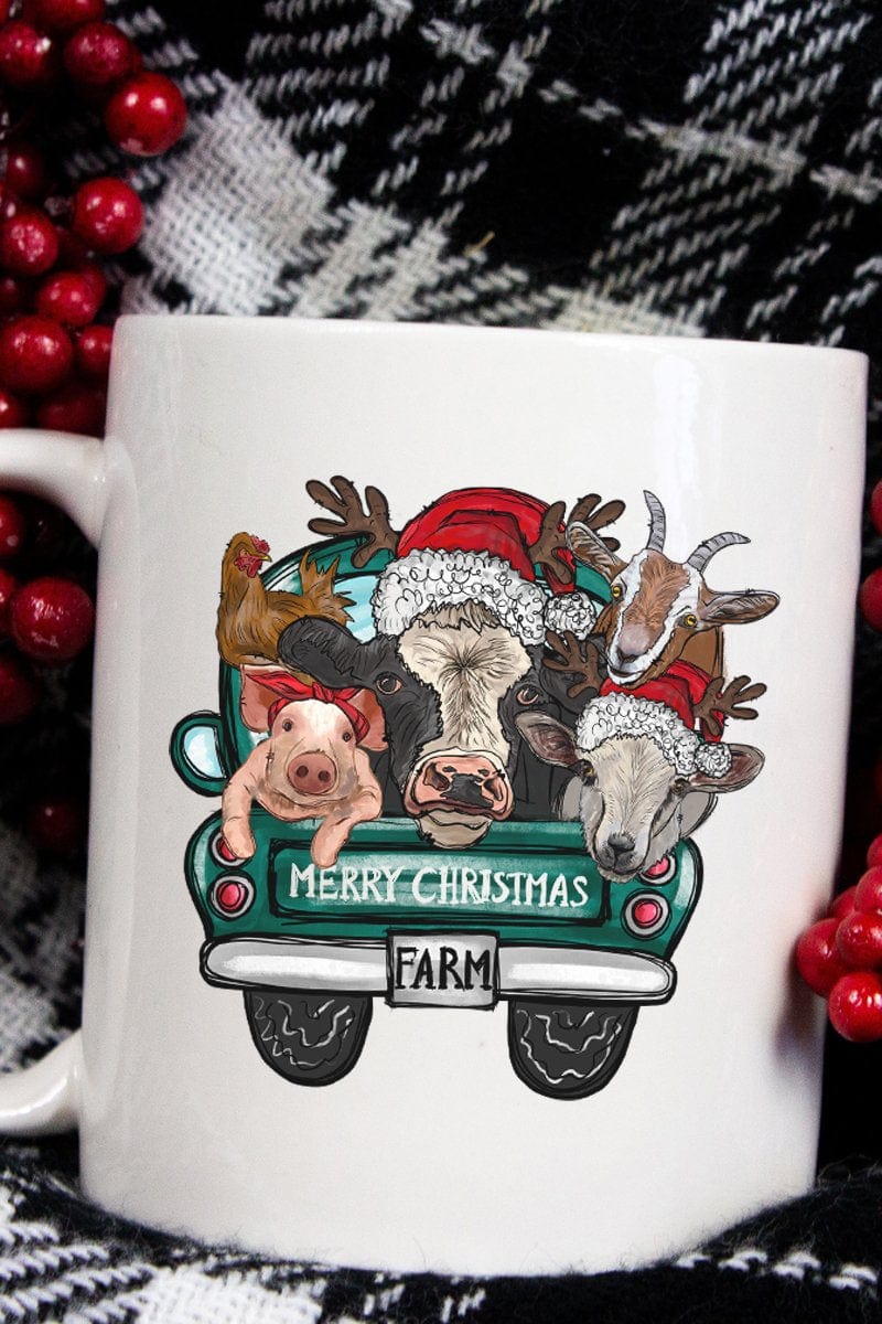 Merry Christmas from The FARM! Cute Farm Animal Mugs & Towels! - The Pink Pigs, Animal Lover's Boutique