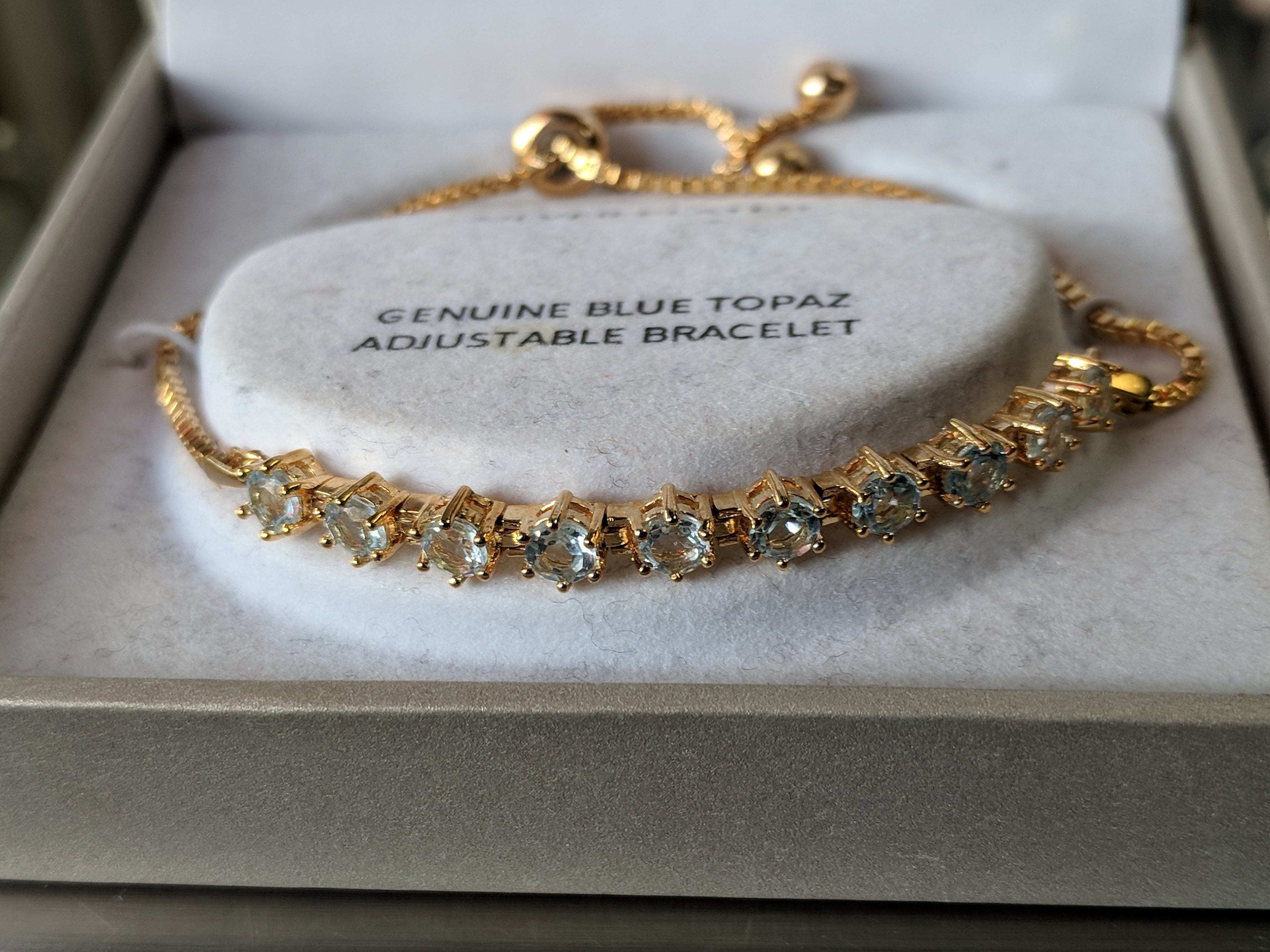 Victoria Townsend Blue Topaz Slider Bracelet 3ctw, Gold Plated 60% OFF Retail - The Pink Pigs, A Compassionate Boutique