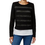 Maison Jules Black and White Cutout layer long sleeved look casual top L