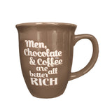 Men, Chocolate & Coffee Are All Better Rich, Warm Gray - The Pink Pigs, A Compassionate Boutique