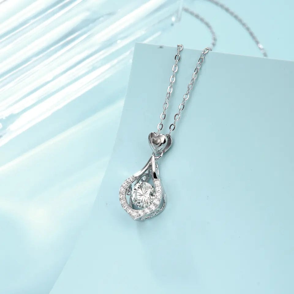Hearts and Halo Moissanite Twinkle Set Necklace 925 Sterling Silver