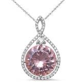 Morganite and Diamond Necklace 14K Rose or White Gold Stunning! Over 6cts! - The Pink Pigs, A Compassionate Boutique