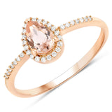Morganite and Diamond Ring 14K Rose Gold Pear Shape Perfect Engagement Ring!