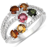 Multi-Colored Tourmaline Cocktail Ring in Sterling Silver-Colorful Beauty!