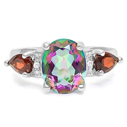 Mystic Topaz Oval 3.2ctw and Pear Garnet with Diamonds in Sterling Silver - The Pink Pigs, A Compassionate Boutique