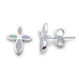 Opal Sterling Silver Cross Earrings Christian Jewelry