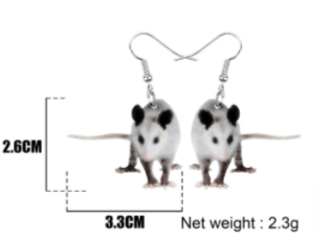 Opossum Acrylic Earrings-Realistic Cute Opossums! - The Pink Pigs, Animal Lover's Boutique