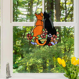 Cat Pair Beautiful Tiffany Style Stained Glass Hanging Window Panel