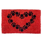 Paw Print Heart Handwoven Coconut Fiber Doormat - The Pink Pigs, A Compassionate Boutique