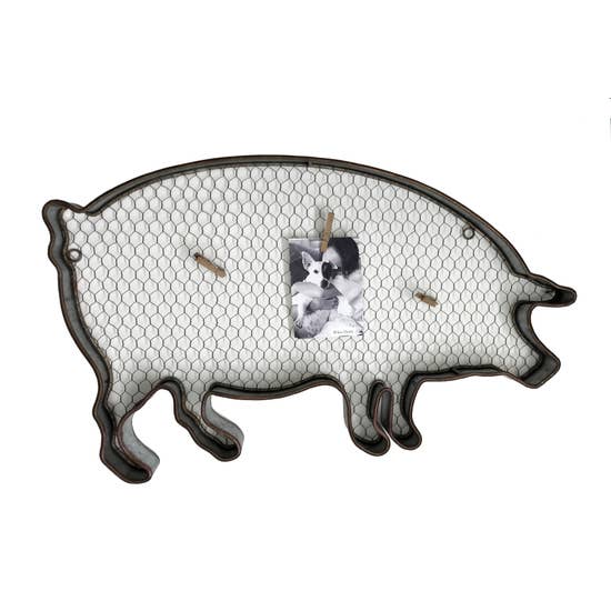 Pig or Dog Chicken Wire Wall Memo Holder Animals-So Cute! - The Pink Pigs, A Compassionate Boutique