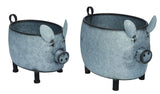Tin Metal Country Pig Planters- Big and CUTE!