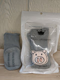 Piggy Socks for Baby with Grippy Bottoms Gray