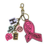 Pink or Purple Cancer Ribbon Charming Charms Keychains by Chala