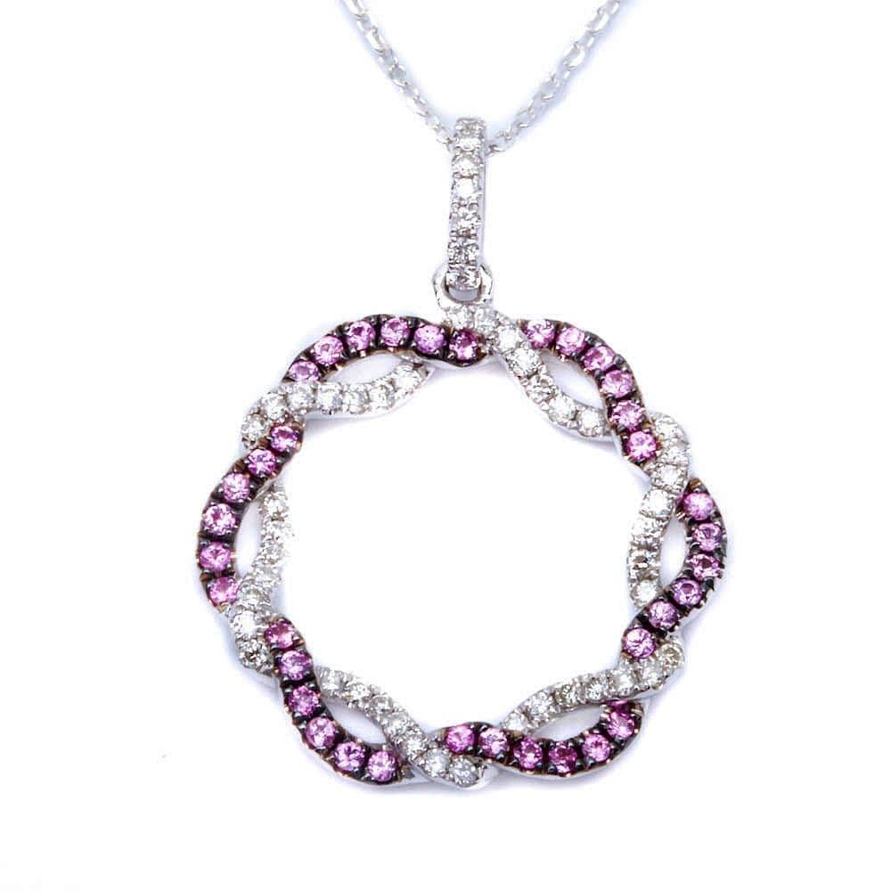 Pink Sapphire and Diamond Circle of Life Necklace in 14K White Gold-A New Twist on an Old Favorite! - The Pink Pigs, A Compassionate Boutique