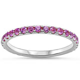 Pink Sapphire Anniversary Band in 14K White Gold