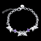 Purple Amethyst CZ Butterfly Bracelets in Sterling Silver - The Pink Pigs, A Compassionate Boutique