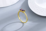 Rectangular Purple CZ Ring, Delicate and Feminine Sterling Silver