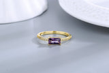Rectangular Purple CZ Ring, Delicate and Feminine Sterling Silver