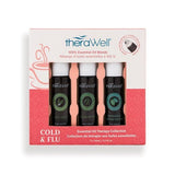 TheraWell Essential Oil 3 Pack, Rollerball Dispensers COLD & FLU