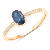 Sapphire and Diamond Ring in 14K White Gold-Elegant & Minimalist