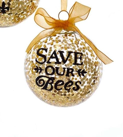 Sparkling Gold Bee Ornaments: GLASS GOLD BALL - The Pink Pigs, Animal Lover's Boutique