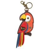 Macaw- KEYCHAIN/KEY FOB/COIN PURSE-Blue & Gold or Scarlet Macaws - The Pink Pigs, A Compassionate Boutique