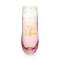 Sip Sip Rose' Stemless Champagne Flute with Pink and Gold Glitter - The Pink Pigs, A Compassionate Boutique