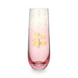 Sip Sip Rose' Stemless Champagne Flute with Pink and Gold Glitter *