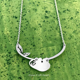Sloth Stainless Hang in There Steel Necklace Made in the USA