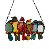 Colorful "Love Birds" Tiffany Style Stained Glass Window Hanging