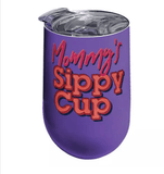 Mommy's Sippy Cup Stainless Steel Wine Tumbler - The Pink Pigs, Animal Lover's Boutique