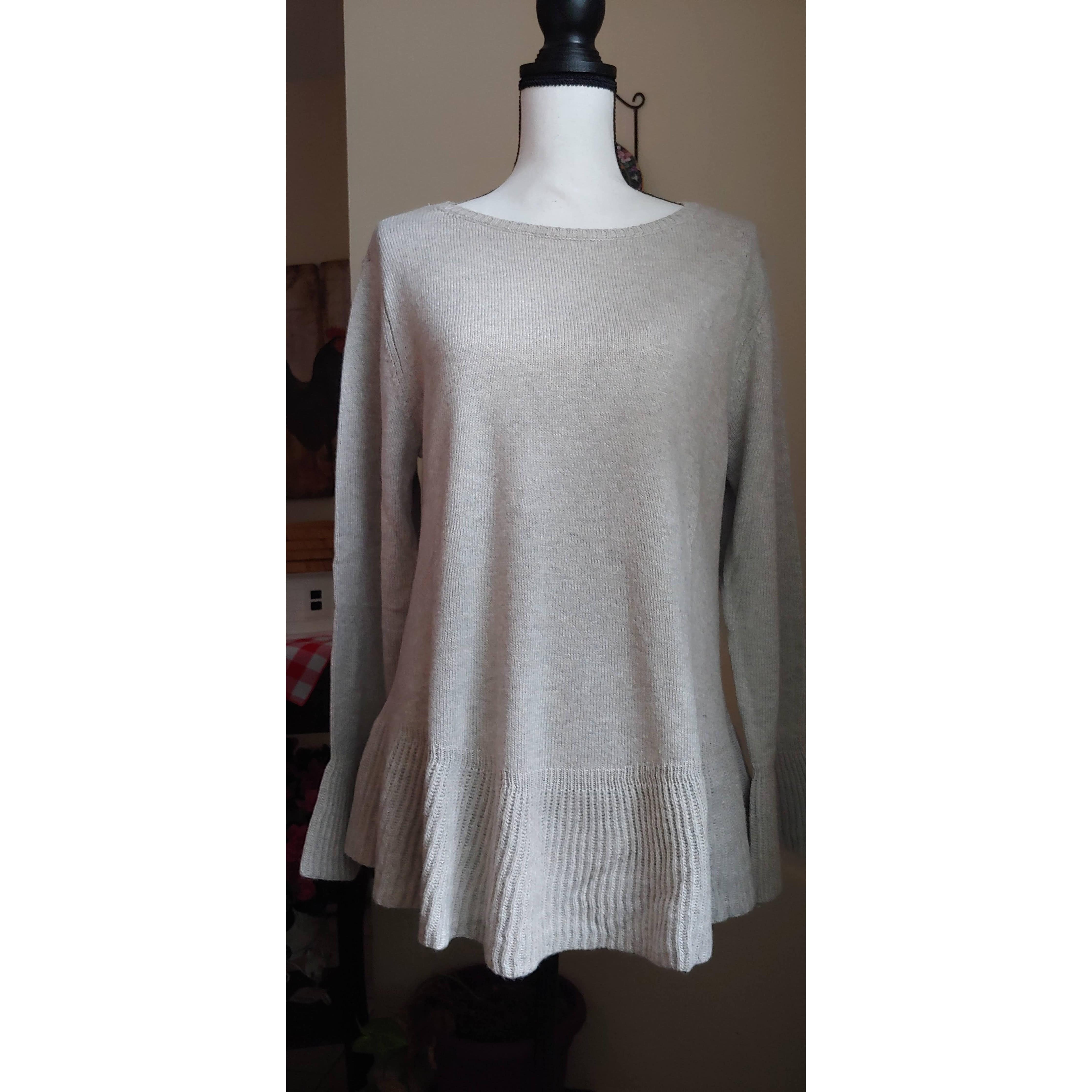 Style & Co Feminine, Elegant Sweater with Ruffles. Tan SZ LRG Beautiful! - The Pink Pigs, A Compassionate Boutique