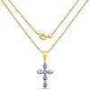 Tanzanite or Blue Sapphire 925 Sterling SIlver Cross Necklace