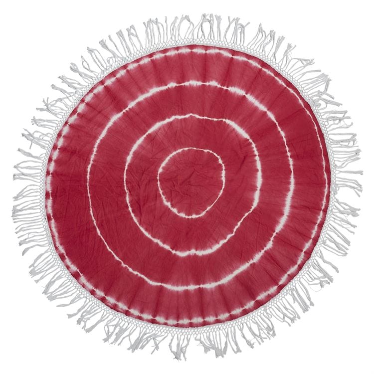 Tie-Dye Red and White Fringed Throw Insect Shield Bug Blocking Scarf - The Pink Pigs, A Compassionate Boutique