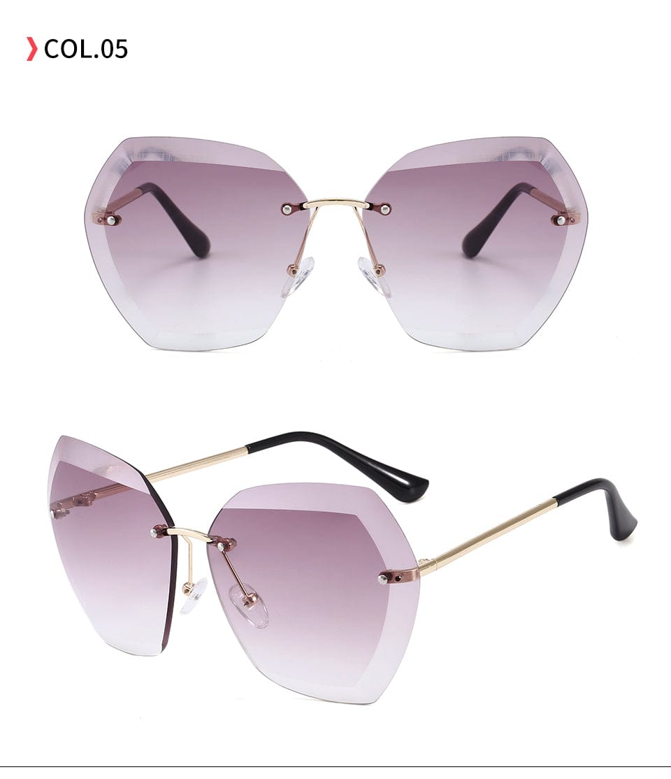 Rimless BIG Sun Glasses-Oh Beautiful YOU! Protect Your Peepers 400UVB - The Pink Pigs, A Compassionate Boutique