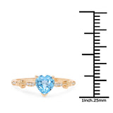 Blue Topaz Heart Ring with Twinkling Diamonds in 14K Yellow Gold - The Pink Pigs, A Compassionate Boutique