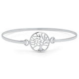 Bangle Sterling Silver Cross or Tree of Life Bracelets Silver, Rose or Yellow Gold Plated - The Pink Pigs, A Compassionate Boutique